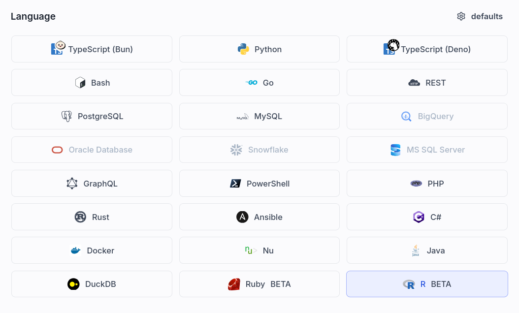 R Settings R Settings